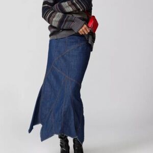 NWT Evie Seamed Denim Midi Skirt by Urban Outfitters